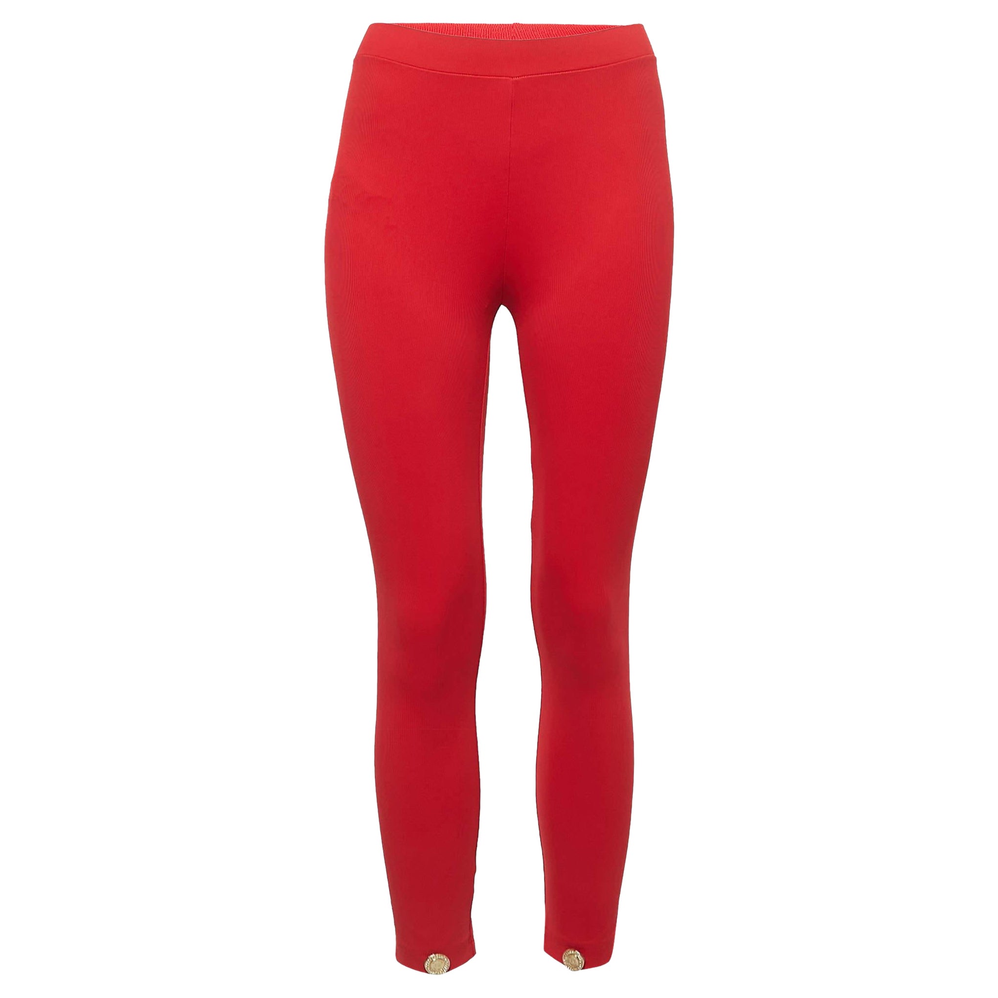Elisabetta Franchi Red Nylon Knit Leggings S For Sale