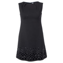 RED Valentino Black Crepe Crystal Embellished Sleeveless Dress S