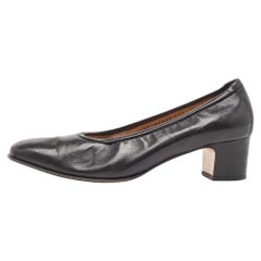 Salvatore Ferragamo Black Leather Pumps Size 37.5