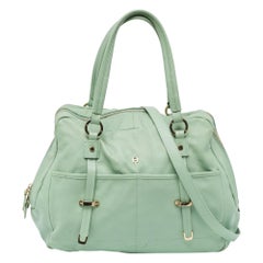 Aigner Mint Green Leather Front Pocket Satchel