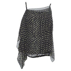 Max Mara Black Dot Print Silk Shoulder Strap Asymmetric Top S