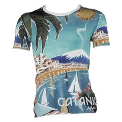 Dolce & Gabbana Blue Catania Tropical Ringer Printed Cotton T-shirt XS