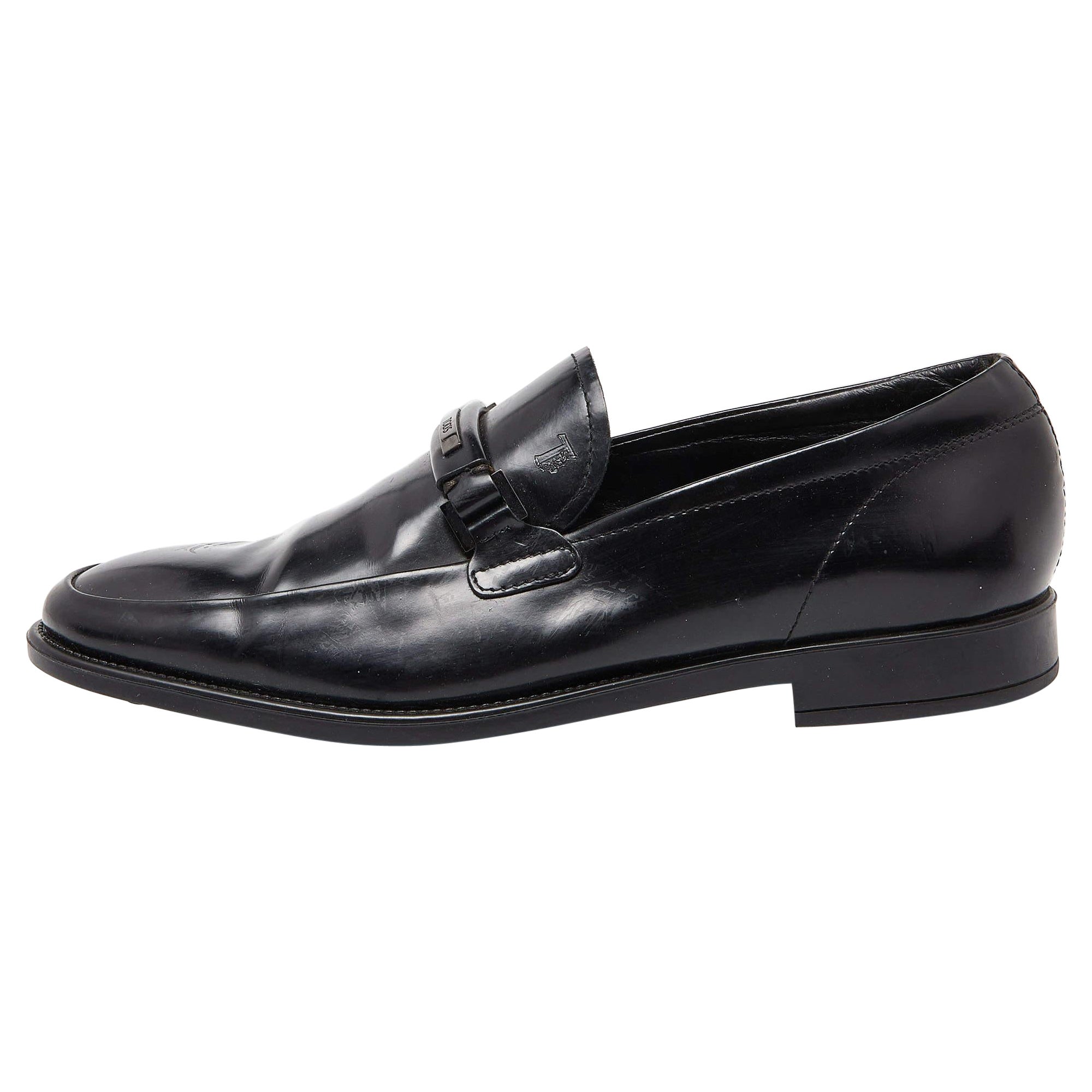 Tod's Black Patent Leather Slip on Loafers Size 39.5 For Sale