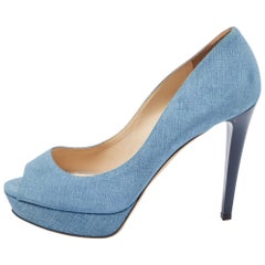 Jimmy Choo Blue Textured Suede Dahlia Pumps Size 40.5