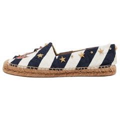 Dolce & Gabbana Blue/White Canvas Espadrille Flats Size 40