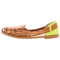 Sophia Webster Mocasines de cuero tejido y charol multicolor Talla 36
