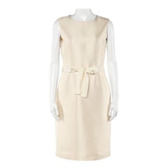 CH Carolina Herrera Cream Sleeveless Belted Dress M