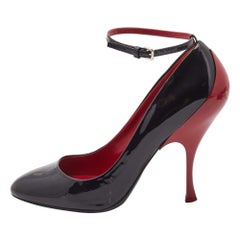 Miu Miu Black Patent Leather Mary Jane Slingback Pumps Size 38.5