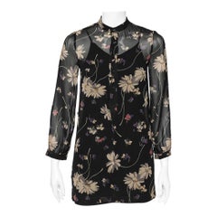 Polo Ralph Lauren Túnica de gasa negra con estampado floral M