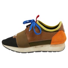 Balenciaga Multicolor Mesh and Leather Race Runner Sneakers Size 37