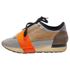 Balenciaga Multicolor Leather, Suede and Mesh Race Runner Sneakers Size 37