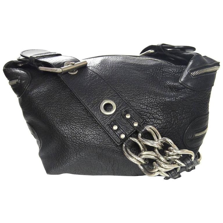 Chloe Black Leather Bag With Leather And Chain Strap For Sale at 1stdibs