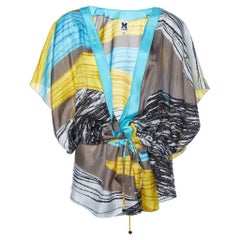 M Missoni Multicolor Printed Silk Faux Wrap Top L