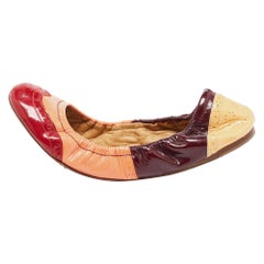 Miu Miu Multicolor Brogue Patent Leather Scrunch Ballet Flats Size 40