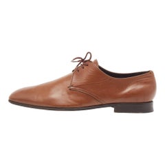 Prada Derby à bout carré en cuir Brown Taille 41.5