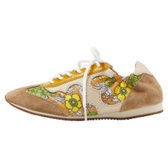 Tory Burch Mehrfarbige Turnschuhe aus Wildleder und Leder mit Schnürung aus Leder Größe 36,5