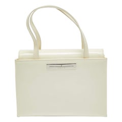 Aigner White Patent Leather Logo Flap Tote