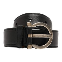 Salvatore Ferragamo Cinturón de cuero negro con hebilla Gancini 75CM