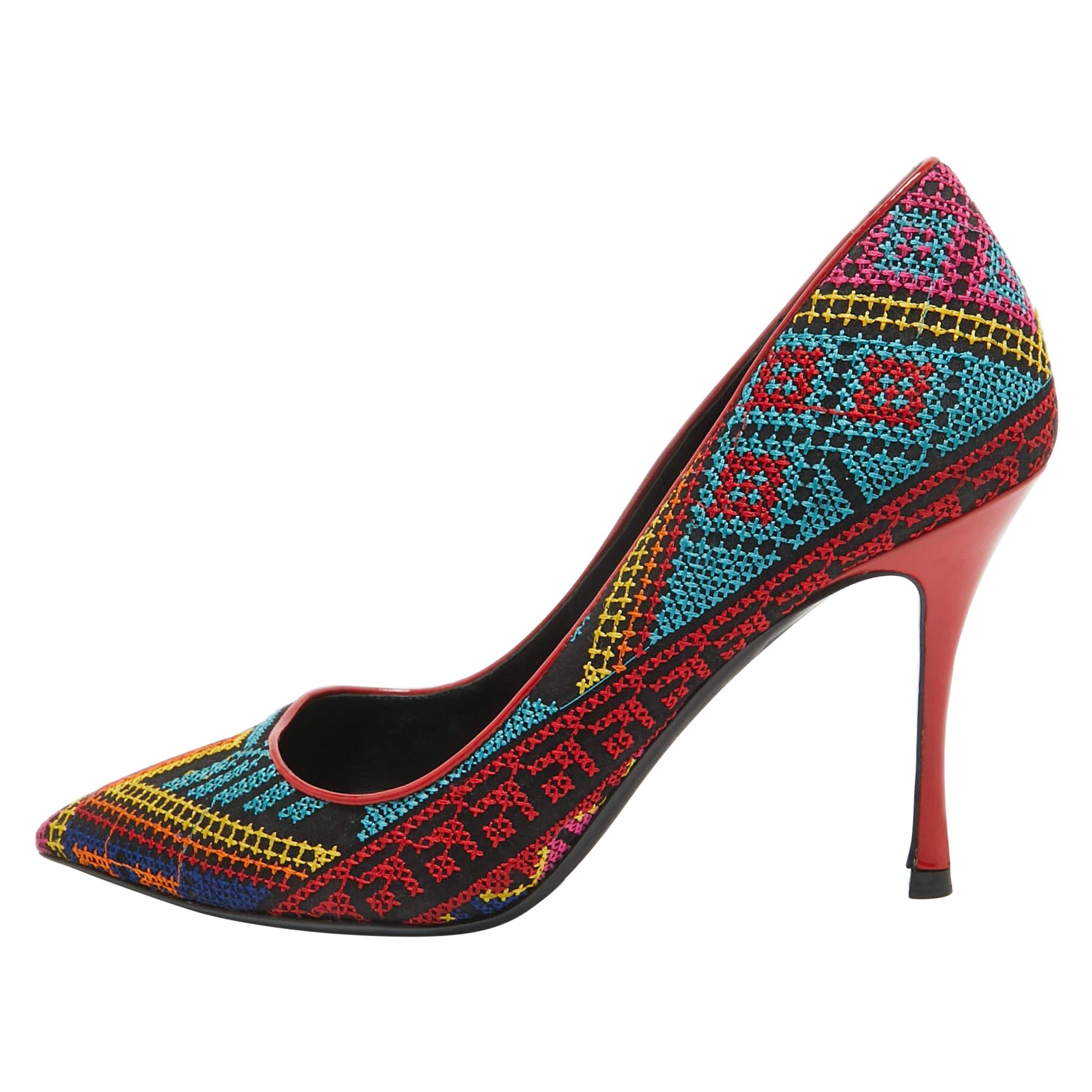 Nicholas Kirkwood Pumps a punta in tessuto messicano multicolore Taglia 37