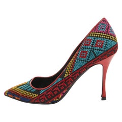 Nicholas Kirkwood Multicolor Mexican Fabric Pointed Toe Pumps Size 37