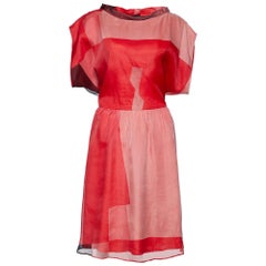 Emporio Armani Colorblock Silk Mock Neck Midi Dress L