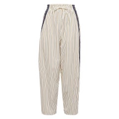 See by Chloe Cream Pinstripe Crepe Wide- Leg Trousers S