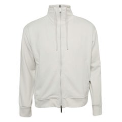 Emporio Armani Grey Knit Zip Front Jacket M