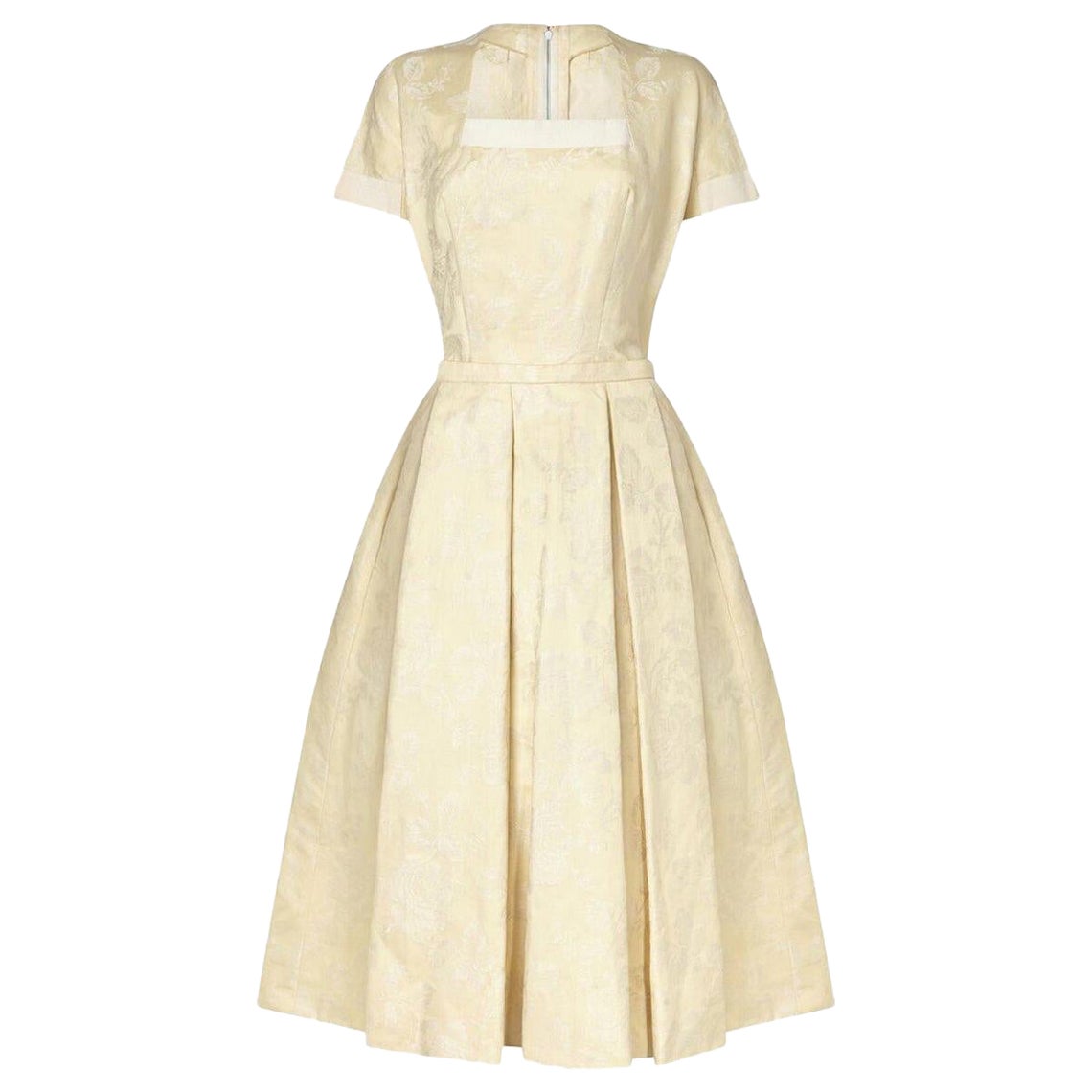 1950s Pierre Balmain Couture Cream Jacquard Two Piece Bridal Set For Sale