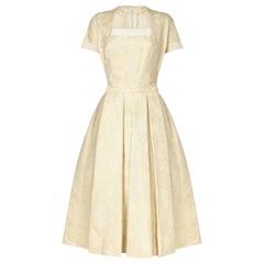 1950 Pierre Balmain Couture Crema Jacquard Due Pezzi Set da Sposa