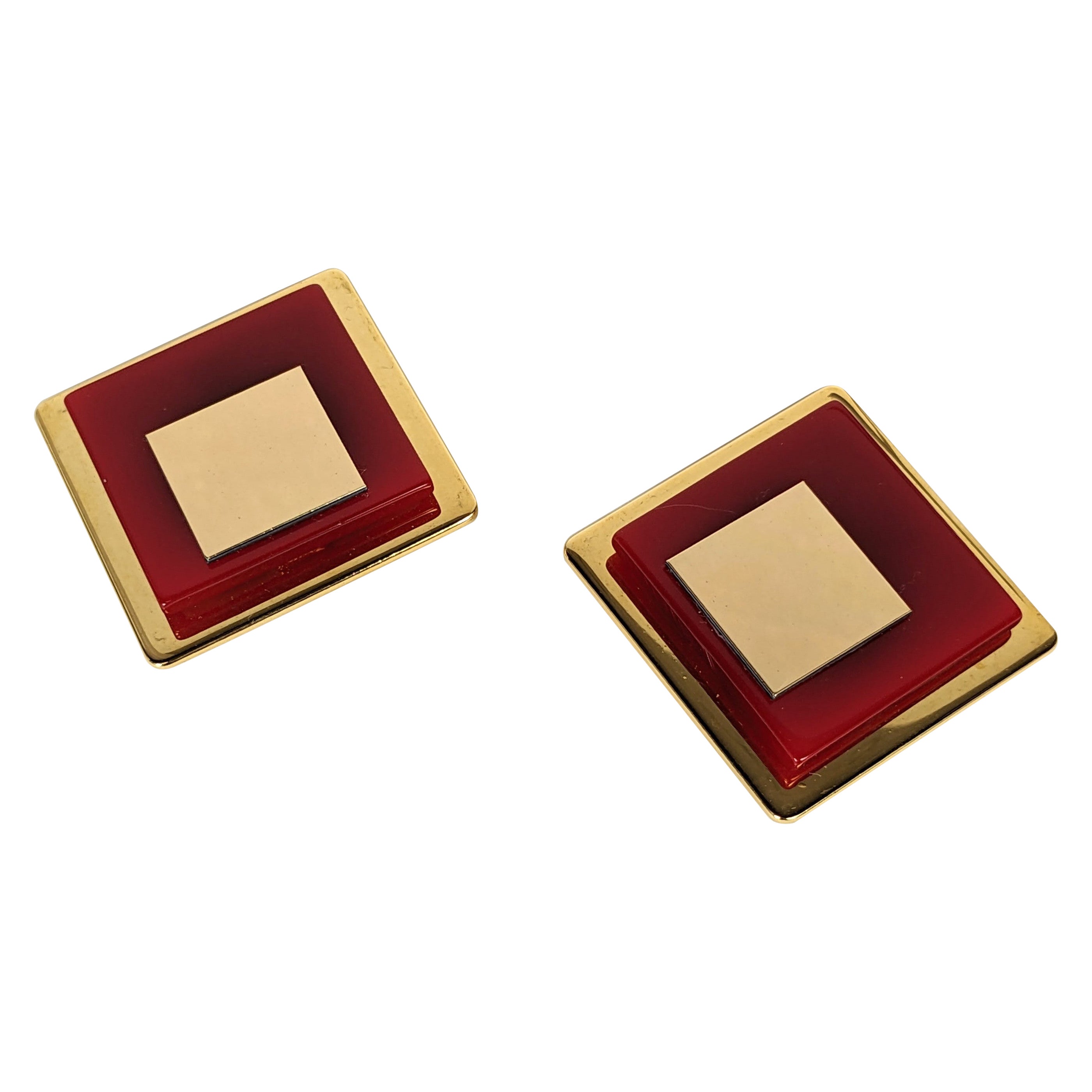 Yves Saint Laurent 1970s Bakelite Earclips For Sale