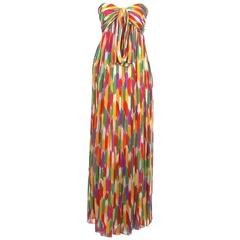 Vintage Givenchy Nouvelle Boutique Strapless Printed Silk Dress circa 1970s