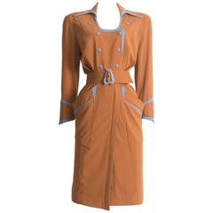 Thierry Mugler mustard gabardine shirt dress, AW 1986 6
