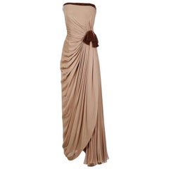 Jean Dessès Haute Couture Strapless Gown with Velvet Trim circa 1950s