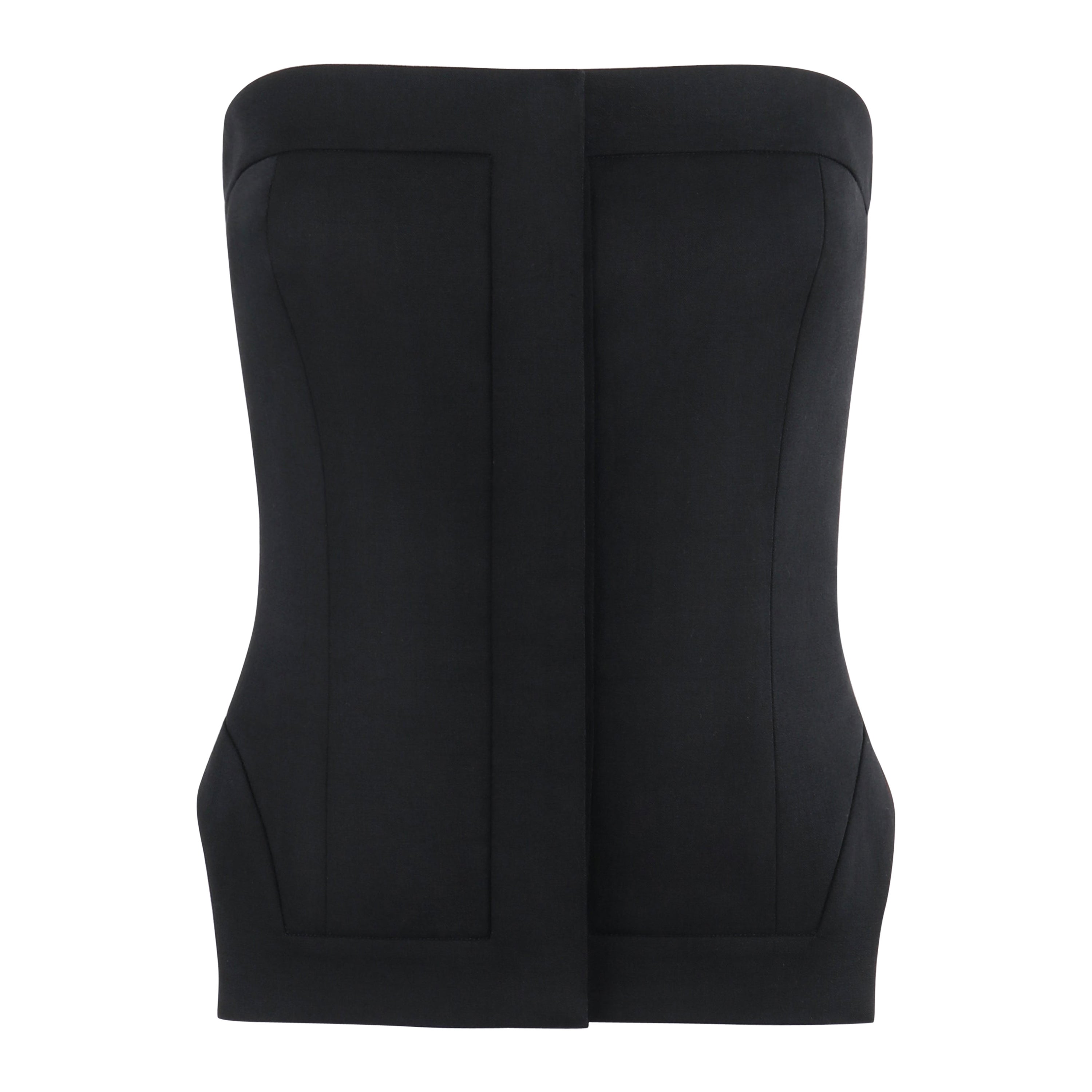 ALEXANDER McQUEEN S/S 2000 "Eye" Wool Strapless Tailored Bustier Corset Crop Top For Sale