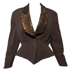 1990’s Thierry Mugler Brown Sequin Wool Jacket