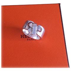 Vintage Hermes genuine 925 silver ring in bow, ribbon design with original box