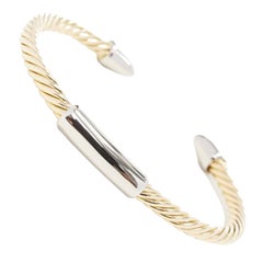 Vintage BVLGARI JEWELLERY 18k yellow gold white gold stud twist bangle cuff