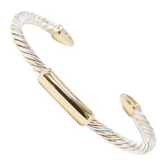 Vintage BVLGARI JEWELLERY 18k white yellow gold twist bangle cuff bracelet
