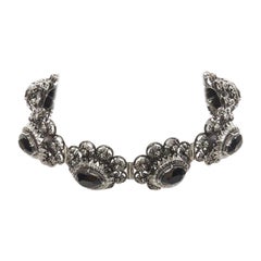 ALEXANDER MCQUEEN - Collier ras de cou Runway Rose - Collier ras de cou en métal argenté et noir avec bijoux