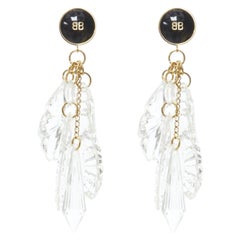 BALENCIAGA Demna 2018 Pic Pendant BB logo clear Chandelier earrings
