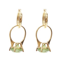 BURBERRY Riccardo Tisci gold green crystal ring hoop drop earrings pair
