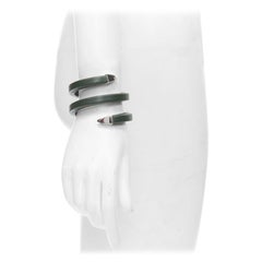 BOTTEGA VENETA  Spiral Coil forest green leather cuff bracelet