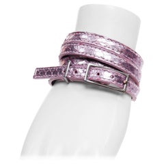YVES SAINT LAURENT 2011 Tom Ford pink metallic leather double wrap bracelets set