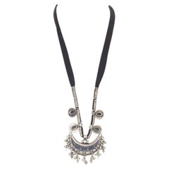 Rare SAINT LAURENT Hedi Slimane Marrakech Runway stone crescent moon necklace