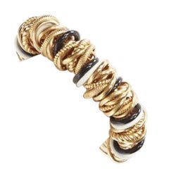 Rare BALENCIAGA Demna Artisanal multi gold black white rings linked bracelet