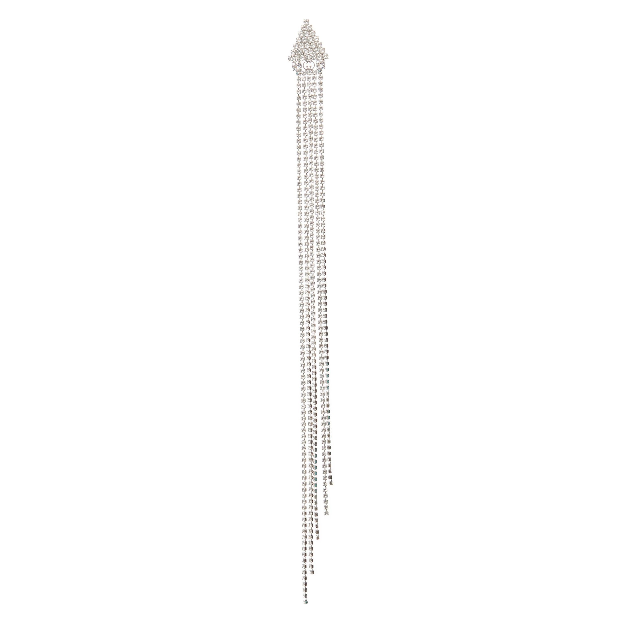 Rare GUCCI ALESSANDRO MICHELE triangle long tassel single statement earring For Sale