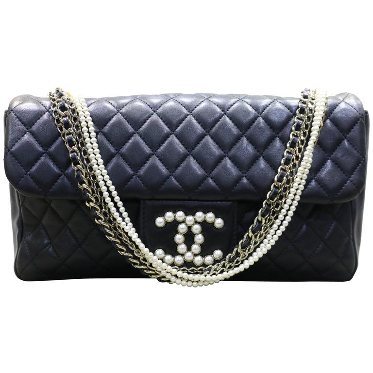 Chanel Black Lambskin Westminster Quilted Pearl Medium Flap Bag at