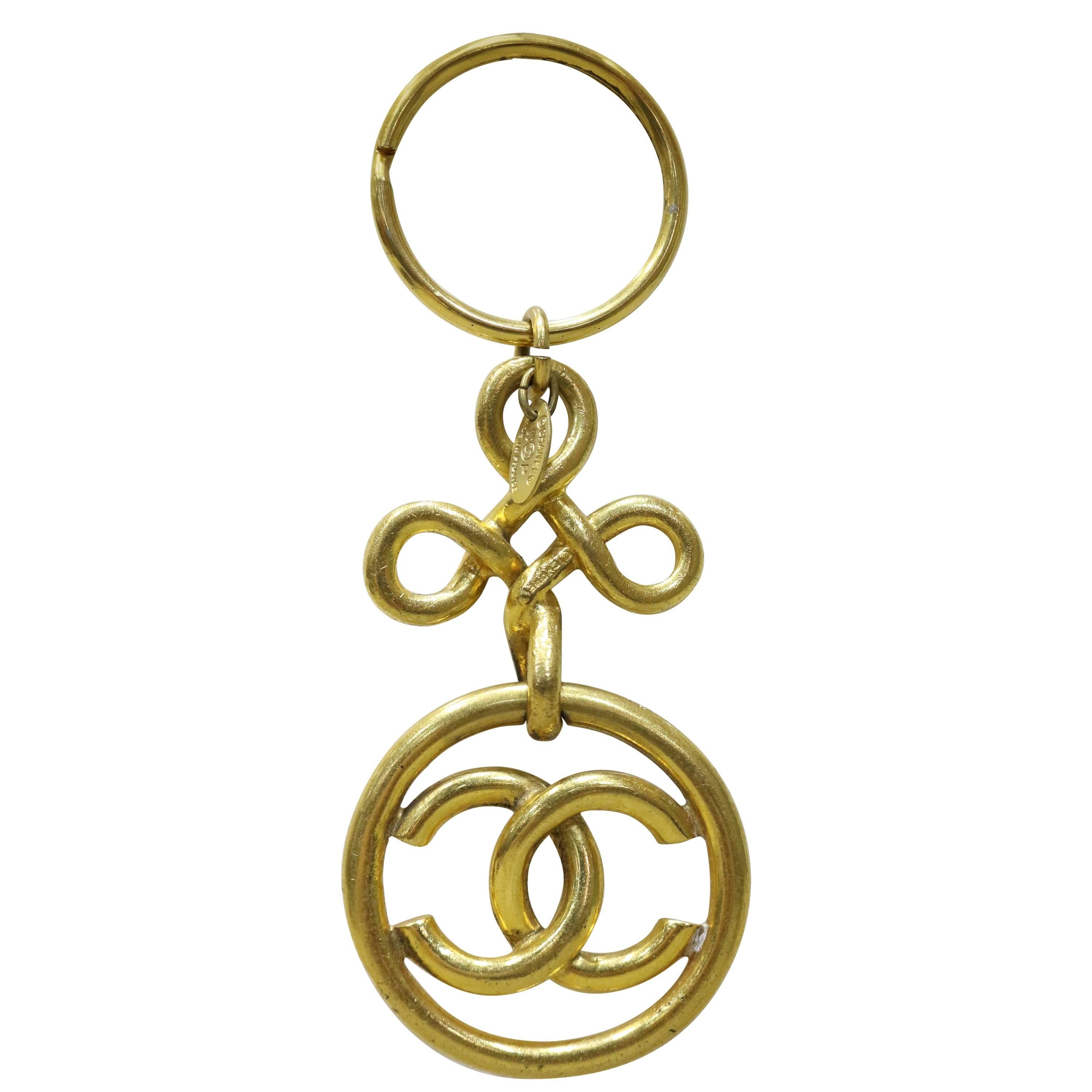 Chanel Gold Toned "CC" Key Ring 
