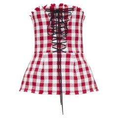PHILOSOPHIE DI LORENZO SERAFINI Top corset à carreaux écossais rouge blanc IT40 S