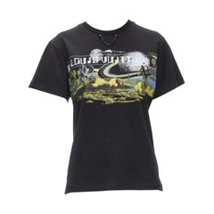LOUIS VUITTON T-shirt en coton noir bordé de chaînes, motif Volleyball Space XS